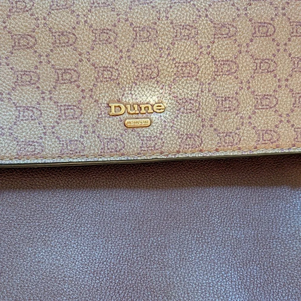 Dune London Plum‎ Purple Monogram Flap Satchel Crossbody Handbag Gold Hardware